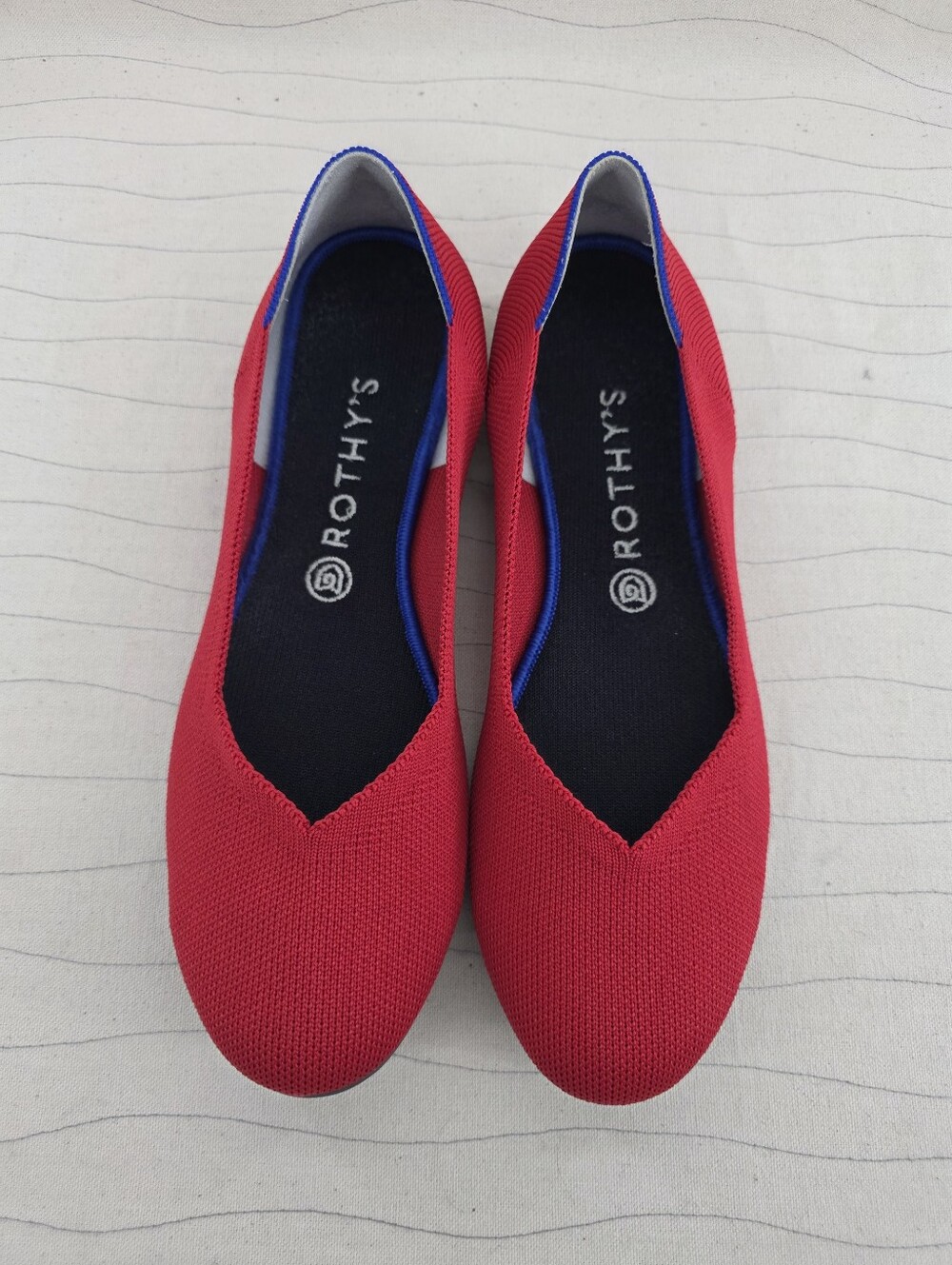 Rothys Womens The Flat Red Knit Washable Slip On Ballet Flats Shoes Size 10.5 - Picture 3 of 14